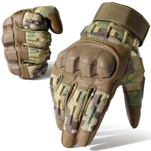 Breathable Men's Camo Full Finger Gloves - Image 4